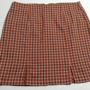 Aeropostale Plaid Mini Skirt Brown Orange 90s Retro Academia Size Large